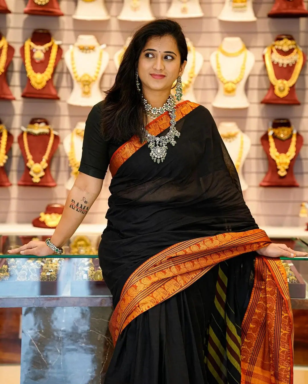 Telugu Actress Viraajita in Beautiful Black Saree Blouse